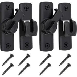 2 Packs Barn Door Latches,90/180 Degree Zinc Alloy Right Angle Door Lock,Sliding Flip Lock Hardware for Cabinets/Bathroom/Garden Doors