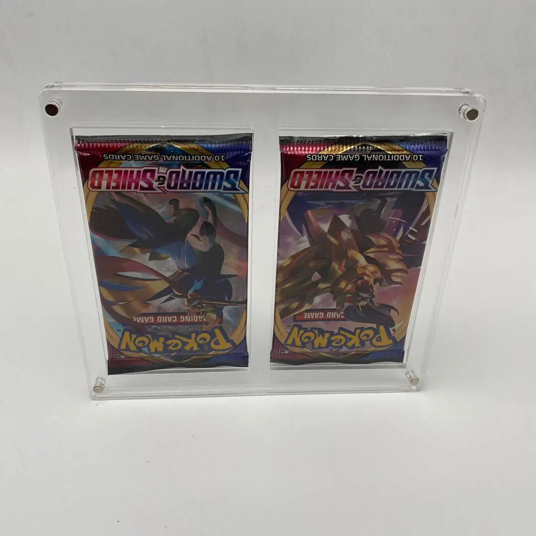 Acrylic 2 Booster Pack Frame Display Case Magnet Locks