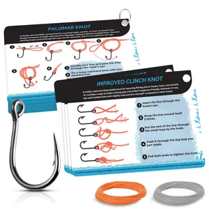 Fishing Knots Pocket Guide – Waterproof Fishing Knot Guide Card with 20 Essential Knots and Rigs – 2.5" x 3.5" Durable Quick Reference – Perfect Pocket Guide Fishing Gift for Anglers