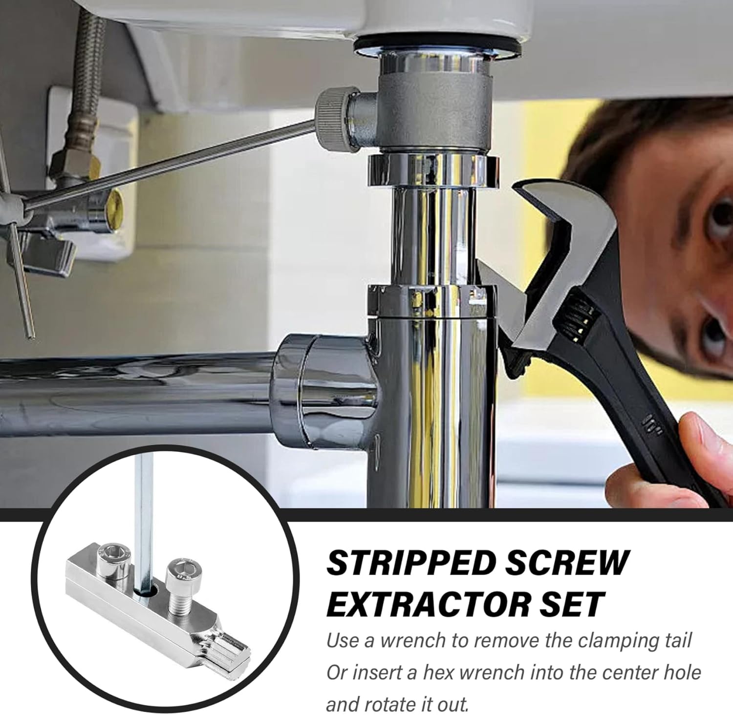 Screw Removal Tool,Broken Head Screw Extractor Faucet Angle Valve Wire Extractor for Sink Valve,Pipe Extractor Set,Easy Out Allen Screw.