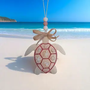 Sea Turtle Long Lasting Scented Car Freshie - White And Pink Sparkling Turtle Design with Bow, Unique Scent for a Pleasant Driving Experience