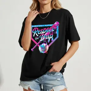 Baseball Drip Ice Cream Sprinkles Women's T-Shirts Funny Graphic Design Casual Short Sleeve Top Tees