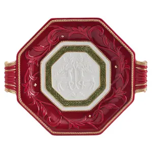 Fitz and Floyd® Mikasa® Pfaltzgraff® - Fitz & Floyd Telluride Large Platter W Handles Gift Box: Red / Earthenware / Christmas