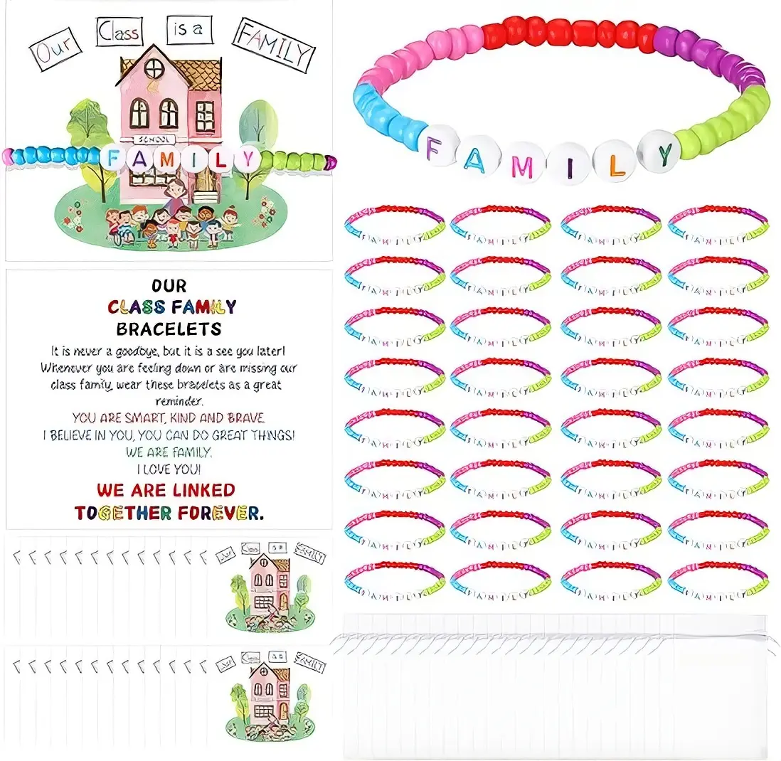 25 Sets Back to School Friendship Bracelet Gifts for Students, Colorful Acrylic Letter Bead Bracelets with Greeting Cards and Bags, First Day Classroom Welcome Favors and Teacher Rewards for Kindergarten to 5th Grade