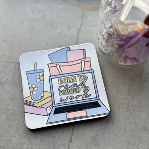 Born to Read, Forced to Work Coaster - ONE Coaster Coffee Set