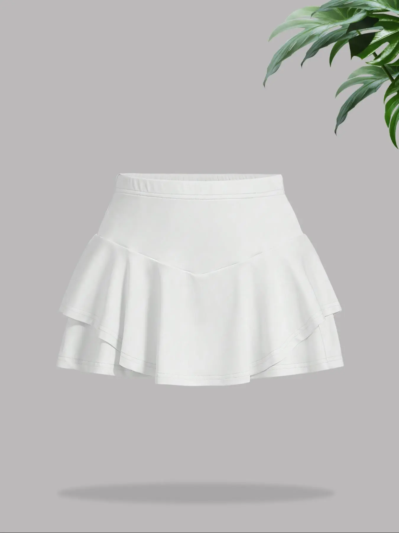 Women's Solid Ruffle Trim Layered Skirt, Elegant Chic Fashion Casual Skirt for Daily Outdoor Wear, Ladies Bottoms for All Seasons