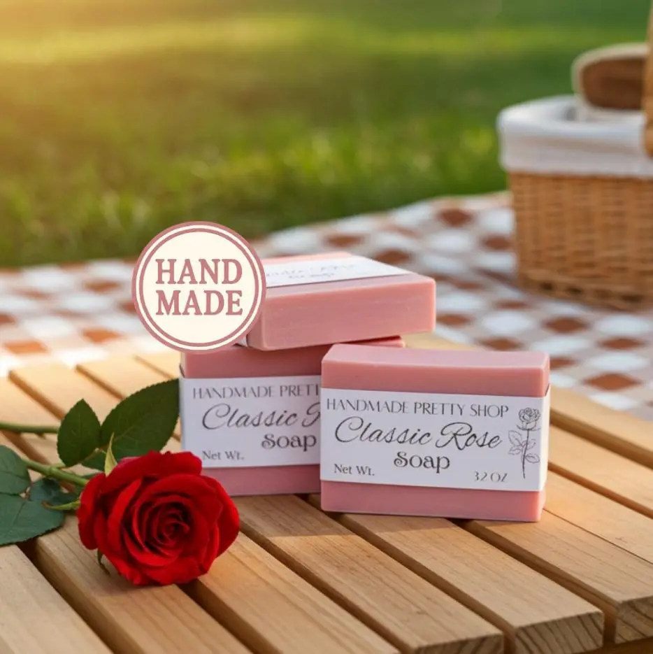 Handmade Rose Scented Soap Bars – Set of 3 – Homemade Bar Soap – Rose Fragrance Soap