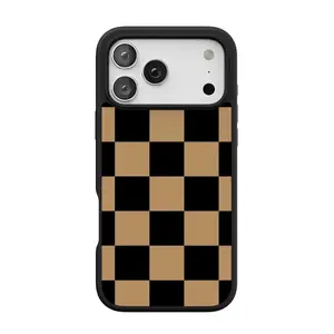 Casely iPhone 17 Pro Max Case | Fit Check | Black & Brown Checkerboard | Align Soft-Touch Flexible Bumper Case | Compatible with MagSafe
