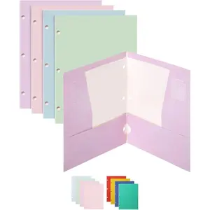 Pocket Folders, 4 Pocket, 4 Pack, Pastel Colors, Folders with Pockets 3 Hole Punched, Folders, Folders for School, Folders with Pockets, Binder Folders, Pocket Folders for 3 Ring Binder