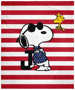 Peanuts Joe Cool Snoopy Woodstock Flag Plush Fleece Throw Blanket Wall Scroll Home Bedroom Decor Starry Sky Pattern