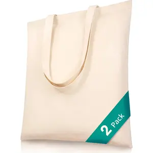 Blank Canvas Tote Bags Bulk - 7oz 100% Cotton with Handles, 15"x16" - Plain Tote Bag for Craft, Painting, and Gift Reusable Bag