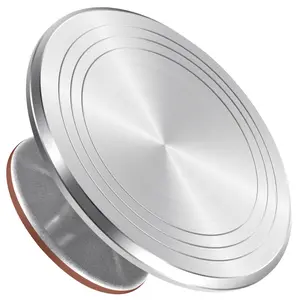 Aluminum Alloy Revolving Cake Stand, 12 Inch Cake Turntable for Decorating Super Smooth and Quiet Rotation Cake Decorating Stand for Party Wedding, Bright Silver Base
