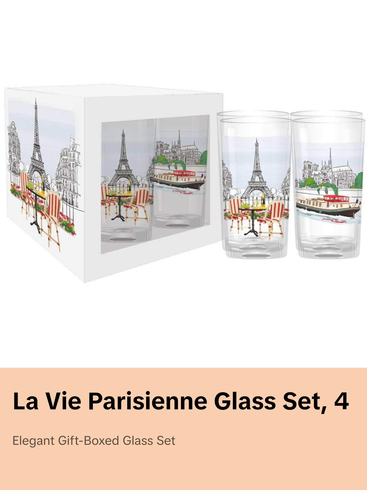 La Vie Parisienne Drinking Glasses, Set of 4