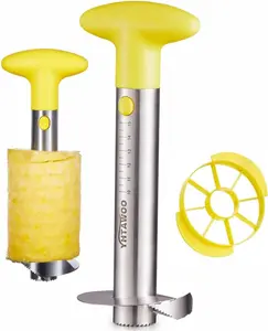 Pineapple Cutter and Corer, Pineapple Corer and Slicer Tool,[Reinforced Sharp Blades & Heavy Duty & Durable],  Best Pineapple Peeler, Stainless Steel Decorer Fruit Knife, Easy Core Remover
