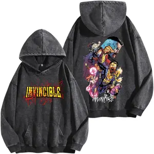 Invincible Tee - Invincible Story Washed Hoodie , Shirt Invincible ss4 2026 , Mark Grayson Invincible Hoodie Sweatshirt, Men Shirt Cotton Fabric streetwear lover graphic tee