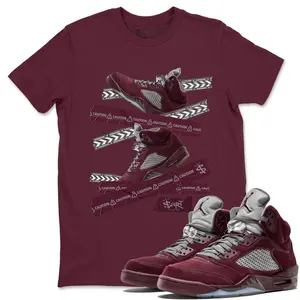 Unisex T-shirt to match Jordan 5 Burgundy - Caution Tape. 100% Cotton for Casual Wear. Comfortable Summer Unisex T-Shirt to match Jordan Sneaker. Streetwear Style. urban outfitters