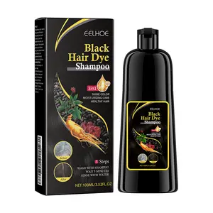 Natural Black Hair Dye Shampoo for Gray Hair Coverage, Ginseng & Ganoderma Herbal Hair Darkening Shampoo, Anti Hair Loss & Hair Regrowth Thickening Shampoo for Men & Women (100ml) Nourish Scalp