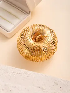 Ligui Minimalist Chunky Gold Spiral Cuff Bangle for Women | Sculptural Multi Layer Wire Statement Bracelet | Avant Garde Luxury Wrist Jewelry