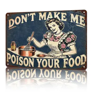 Funny Kitchen Metal Sign Don't Make Me Poison Your Food Retro Humor Wall Decor Vintage Tin Plaque for Home Cafe Diner Restaurant 8x12 Inch Decorations