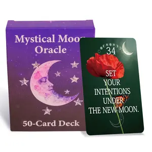 Mystical Moon Oracle Cards Deck Set, 50 Pieces for Insight & Clarity, Ideal for Beginners, Perfect Party Gift Choice, Numbered Cards
