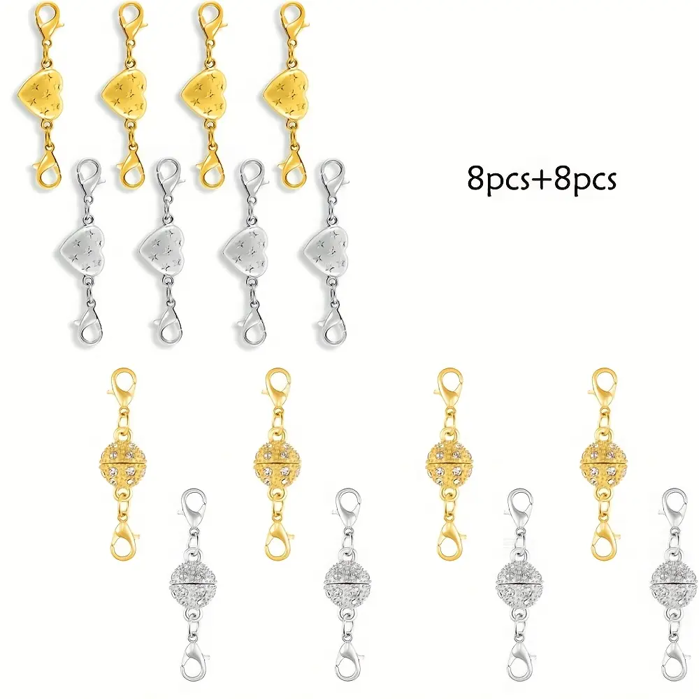 Magnetic Necklace Clasps, Magnets Jewelry Clasp, Magnetic Necklace Extender for Jewelry Connector Making, Easy to Use And Work Well for All Necklaces Bracelets, Jewelry Making Supplies, Bracelet Connector, Magnetic Clasp, Durable Jewelry Connector