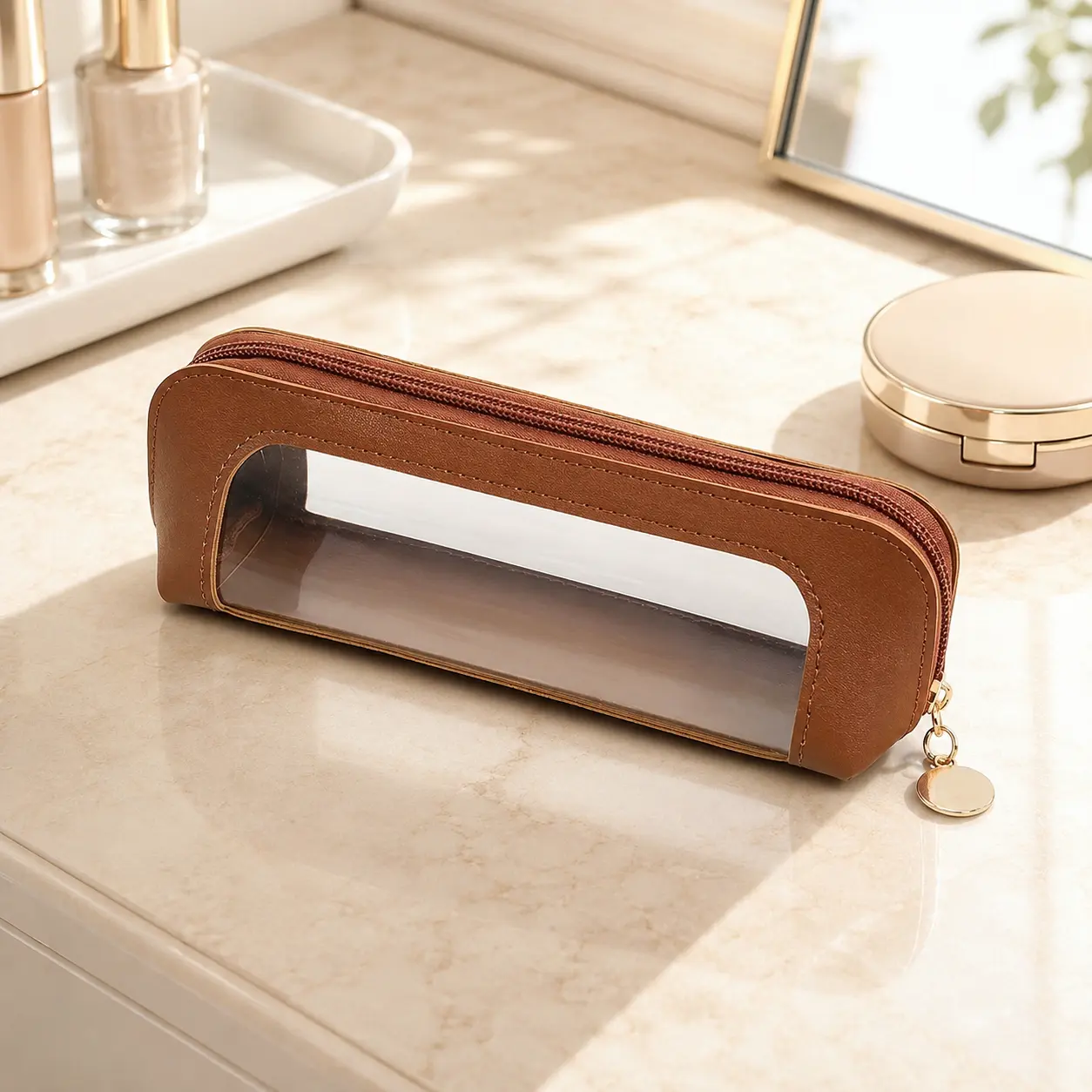 Portable Makeup Brush Bag, Zipper Storage Bag OrganizerPouch, Versatile Storage Stationery, Travel Bag, ReusableZipper Makeup Organizer Bag