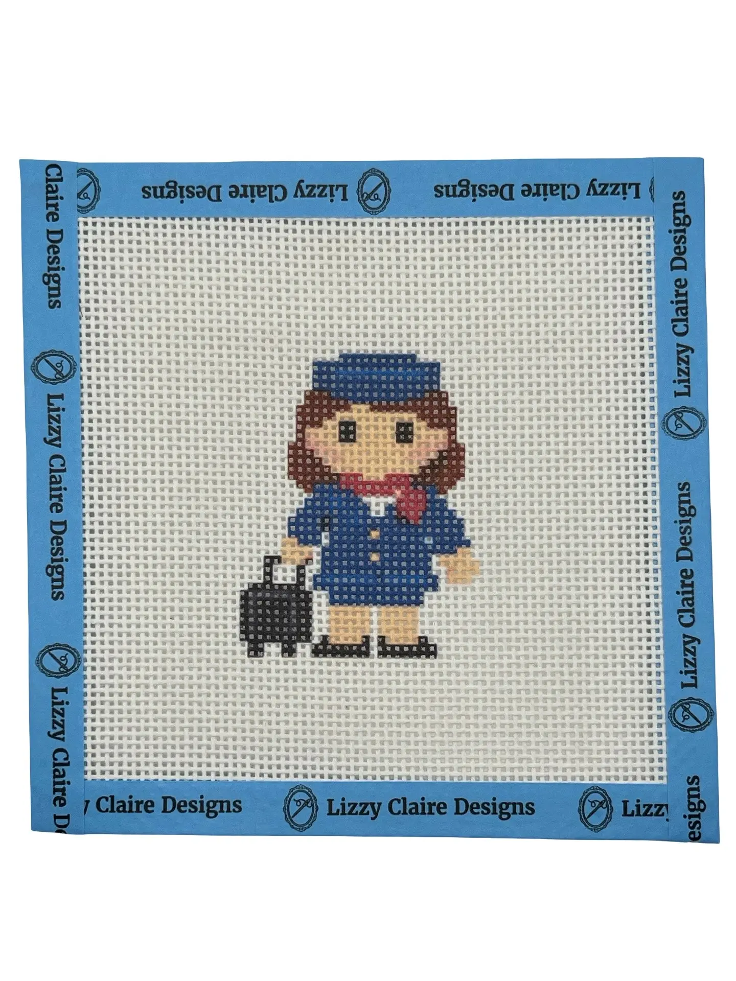 Flight Attendant Lizzy Claire - 13 mesh - 6 x 6 - Needlepoint Canvas