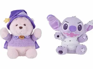 Disney Halloween Naughty Series Cape Winnie the Pooh & Bandage Stitch Sitting Plush Toy - Cute Bear Bandage Soft Stuffed Doll Valentine Gift for Girlfriends