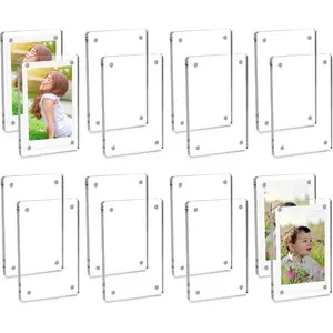 Acrylic Magnetic Photo Frame, Transparent Lightweight Baby Memorial Desktop Ornament, Small Tabletop Display Stand