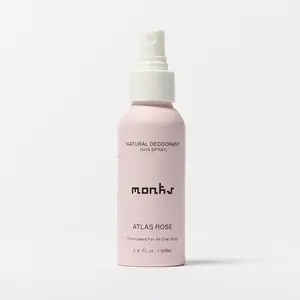 Monks Atlas Rose - Natural Full-Body Deodorant Spray 80ml | Clean Essential Oil-Based Non-Toxic Damask Rose & Cedarwood Scent