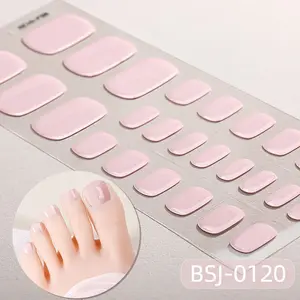 Semi-Cured Gel Nail Strips, Summer Simple Full Set Self-Adhesive Toe Nails, Suitable for Women Home DIY Nail Art Supplies, Nail Art Stickers, DIY False Toenails