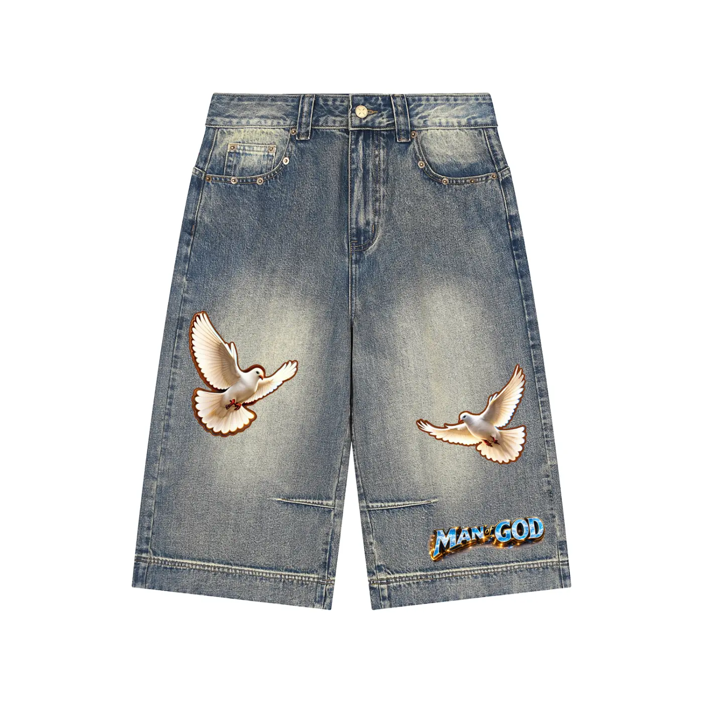 Faith in GOD Baggy Denim Shorts