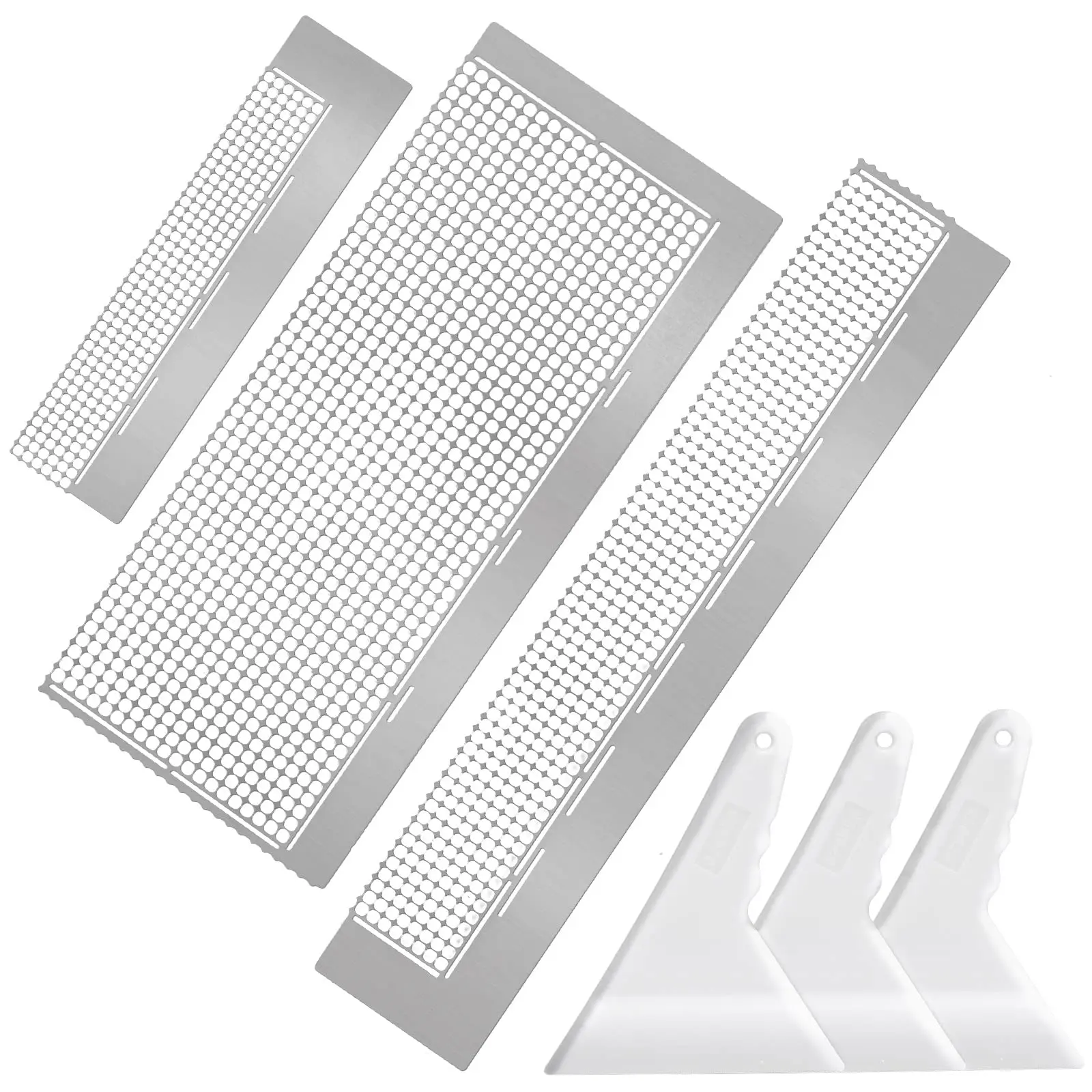 3 Pcs Stainless Diamond Pasted Drawing Ruler Steel 5D Drawing Mesh Ruler with Fix Tools 240 520 1020 Blank Grids for Full Drill or Partial Drills DIY Art Crafts Diamond Painting Kits,Christmas Gifts,Hand Tools Kits