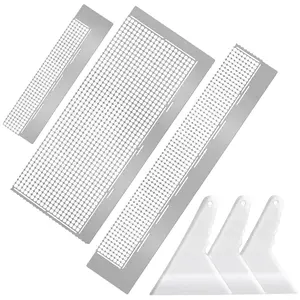 3 Pcs Stainless Diamond Pasted Drawing Ruler Steel 5D Drawing Mesh Ruler with Fix Tools 240 520 1020 Blank Grids for Full Drill or Partial Drills DIY Art Crafts Diamond Painting Kits,Christmas Gifts,Hand Tools Kits