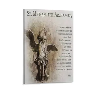 Prayer to St. Michael The Archangel Judaism Catholic Saints Prayer Painting Art Poster Canvas Painting Posters And Prints Wal Canvas Poster Bedroom Decor Sports Landscape Office Room Decor Gift Frames Ornaments