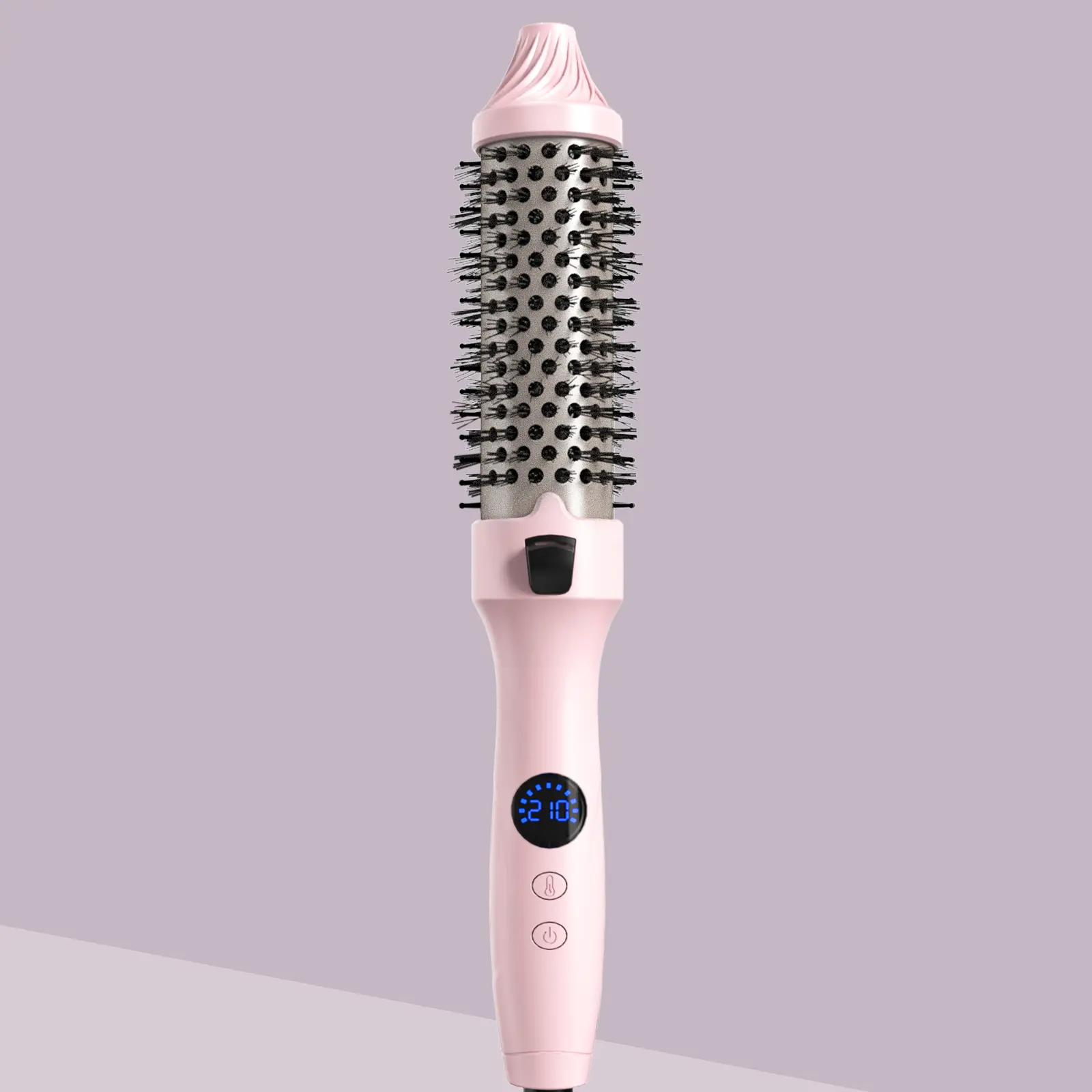 1.5-Inch Thermal Brush, Tourmaline Ceramic Heated Round Brush with Negative Ions, 11 Heat Settings & Dual Voltage for Smooth, Voluminous Hair, Pink