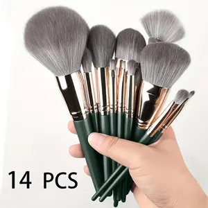 14-piece gentle makeup brush set, including foundation brush, powder brush, and eyeshadow brush, perfect for beginners and professional makeup artists