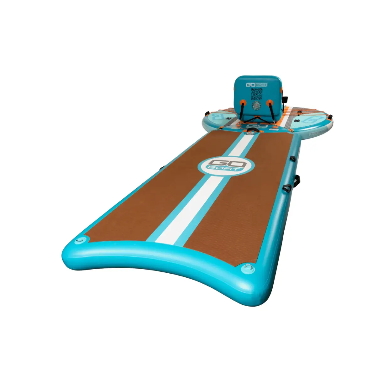 GOBOAT Mini Dock 8' x 3.5', Inflatable Foldable Platform & Stable Exercise Board for Boats, Yoga & Workouts with Built-in Oar Holder, Portable, 3'5" W X 8' L X 6" H