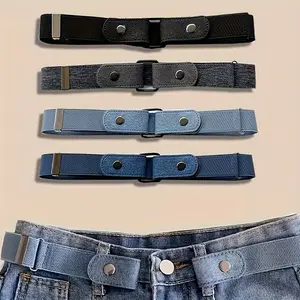 4Pcs Women's Elastic Belts Invisible | Stretchy No-Hole Design, Polyester & Spandex Blend, Chic Business Style Belts Set, Versatile Fashion Accessory for Pants & Jeans
