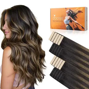 Doores 50g 14-24inch injected Tape in Hair Extensions 100% Human Hair No Glue No Clip, Pre-Bonded more Invisible