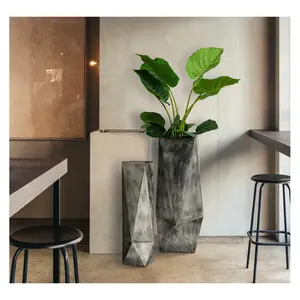 Glitzhome Metal Geometric Antique Floor Vases Set of 2