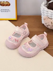 Girls' Floral Lace Mesh Walking Shoes, Soft Sole Anti-Slip, Sweet Style, Bowknot Design Shoes, Infant Toddler Kick-Proof, Ideal for Learning to Walk & Daily Wear, Soft Soled Shoes