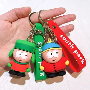 South Park Keychain Cartoon Doll Pendant Cute South Park Figure Key Ring Couple Bag Charm Claw Machine Small Gift