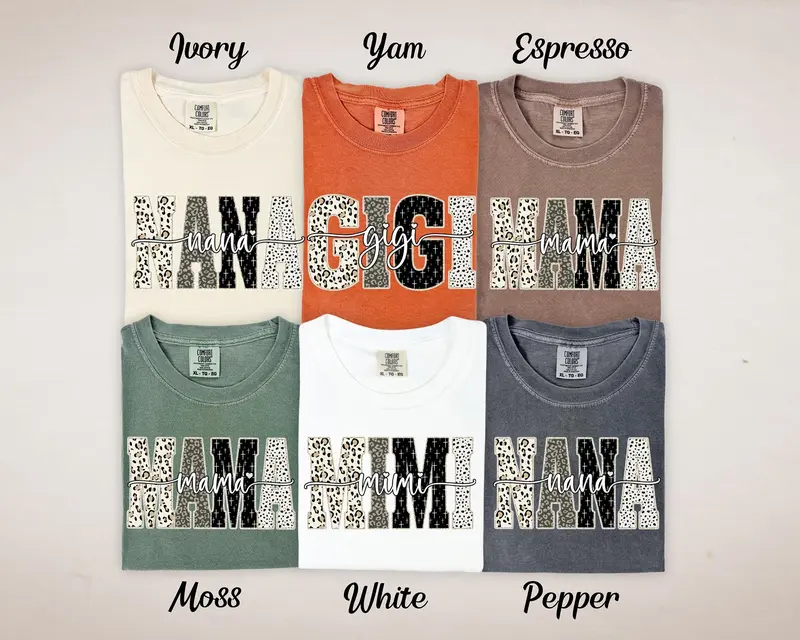 Comfort Colors Nana Mimi MaMa Gigi T-shirt, Mothers Day Shirt, Family Matching Shirt, Christmas Gift for Her, Mama Shirt, Gigi Mimi Nana Shirt