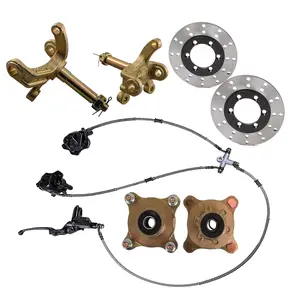 7pcs Go Kart Kit 4 Stud Front Wheel Rim Hubs with 17mm Steering Knuckle Spindles Front Brake Twin Caliper Assembly Disc Brake Rotor for ATV UTV Buggy Drift Trike 4 Wheeler Tricycle Taotao Sunl Kazuma