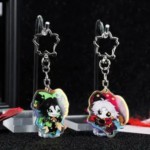 The Freak Circus Pierrot Harlequin Acrylic Keychain Set Iridescent Chibi Bag Charms for Fans Gifts & Everyday Use