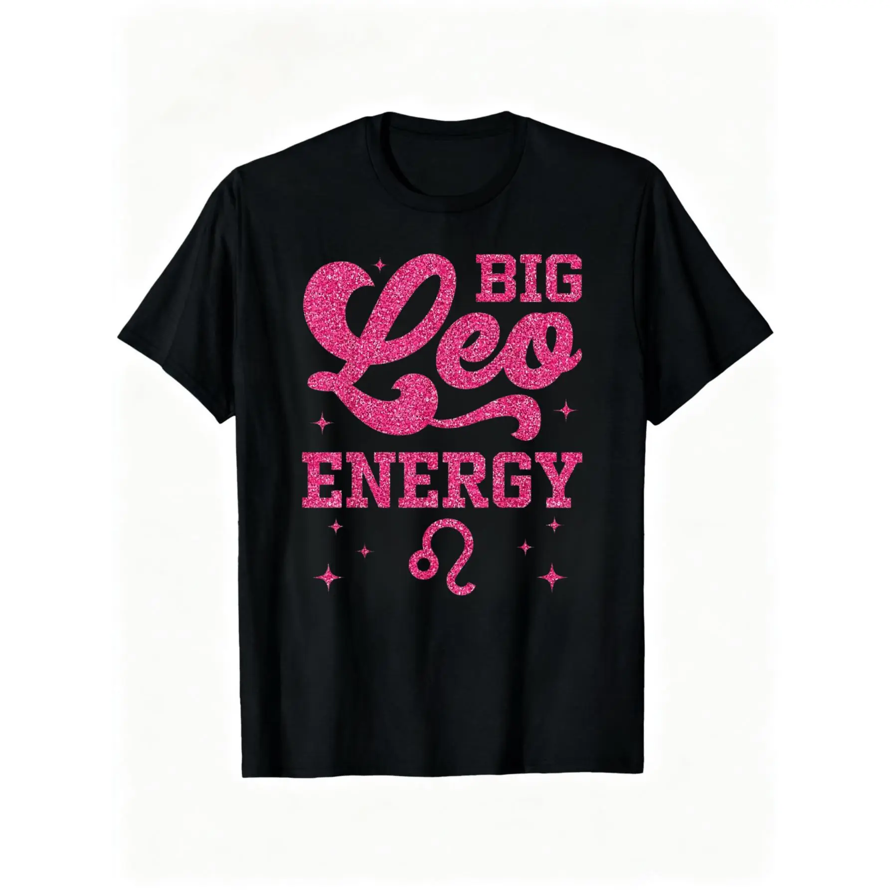 Leo Zodiac Graphic T-Shirt for Women, 100% Cotton "Big Leo Energy" Streetwear Top with a Round Neck for Everyday Wear