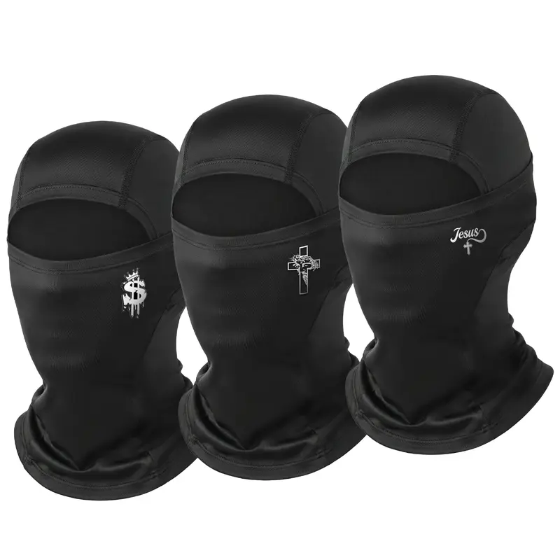 Unisex 3-Pack Nylon UV-Protective Balaclava Ski Masks for Adults, Breathable Windproof Outdoor Sports Face Covers, Motorcycle Gear for Skiing, 1 Pack/3 Pack Option, All Seasons, One Size Sporty Face Covers & Mask