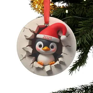 Whimsical Penguin Breaking Through Ice Christmas Ornament - Festive Holiday Decor Decoration
