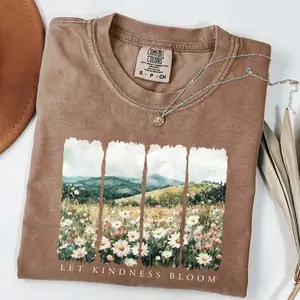 Comfort ColorsLet Kindness Bloom T-Shirt,Be Cool Be Kind Retro Flower TShirt,Be Cool Tee Gift, Inspiration Women TShirt,Floral Kindness Tee